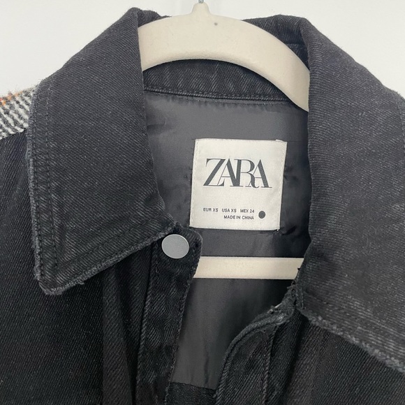 Zara Jackets & Coats Zara Tweed And Black Jean Jacket Poshmark